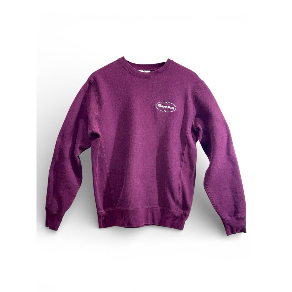 Vintage Haagen-Dazs Sweater Men Small Ice Cream Embroidered Crew Neck Burgundy